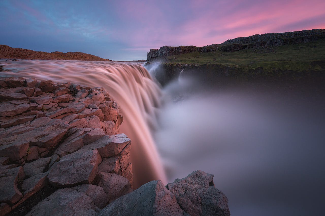 Dettifoss has the most powerful flow rate of any waterfall in Europe.