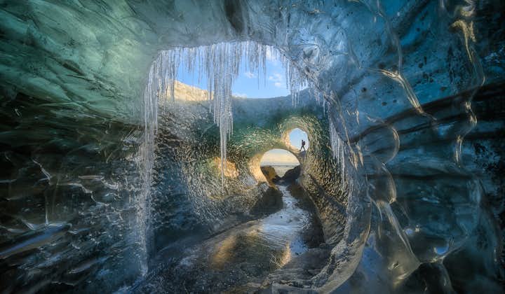 Icicles inside an authentic ice cave in Vatnajökull National Park.