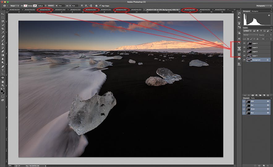 Stack the layers in Photoshop - Photo by Patrick Marson Ong