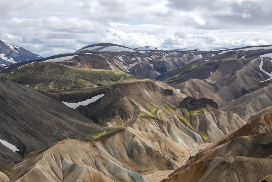 A view to the colourful Torfajokull glacier and caldera