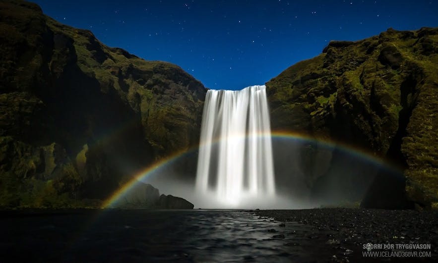 Moonbow at Skogafoss Aerial view of Iceland - Photo by Snorri Thor Tryggvason