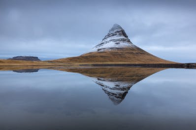 Mount Kirkjufell changes in appearance depending on which perspective you view it from.
