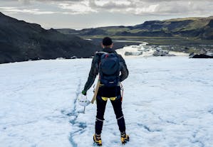 Exploring the breathtaking icy wonderland of Solheimajokull Glacier.