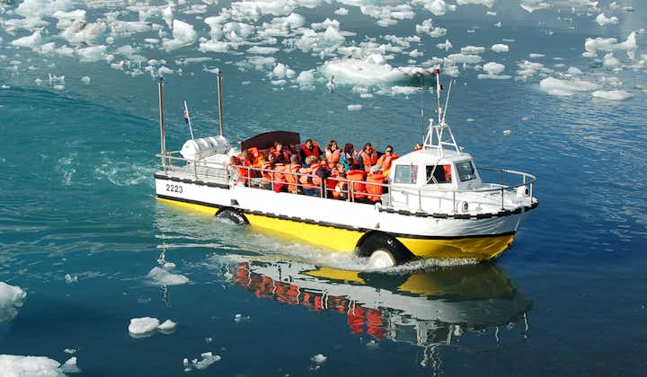 A boat trip across the Jokulsarlon glacier lagoon is the best way to see majestic icebergs up close.