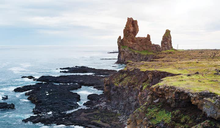 The Snaefellsnes Peninsula boasts stunning coastlines with dramatic cliffs and rock formations.