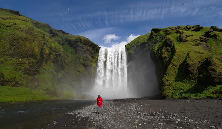 Skogafoss is one of the South Coast's famous waterfalls, known for its beautiful and powerful cascade.