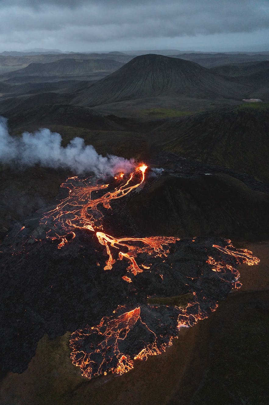 Geldingadalur volcano, as seen from above.