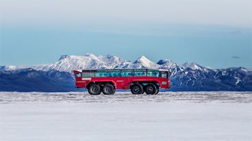 A monster truck ride is an excellent way to explore the vast icy expanse of the Langjokull glacier.